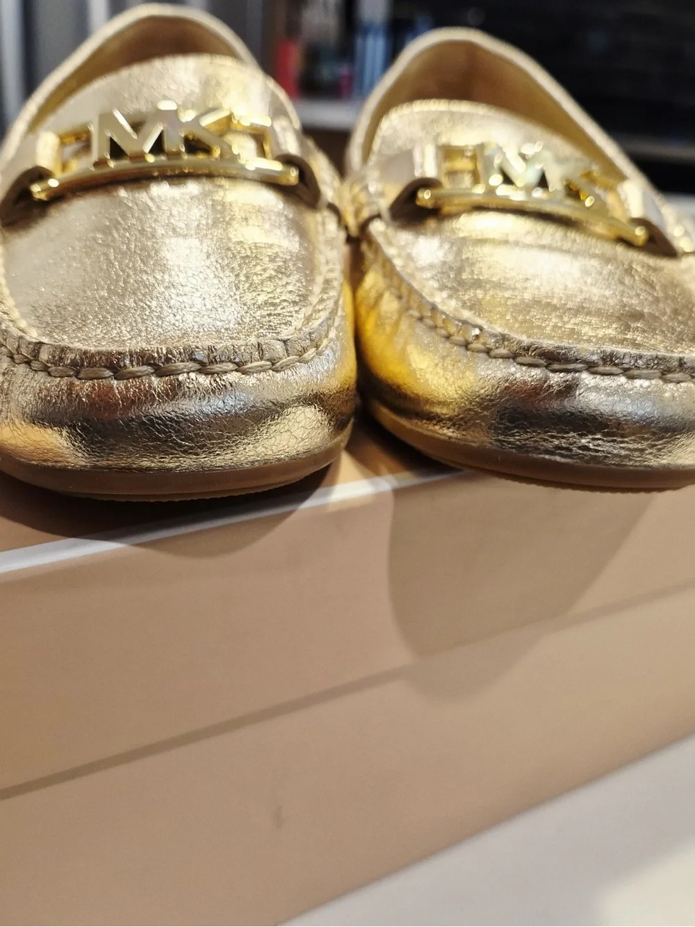 MICHAEL Michael Kors Women’s Metallic Gold Leather Loafers size 7.5